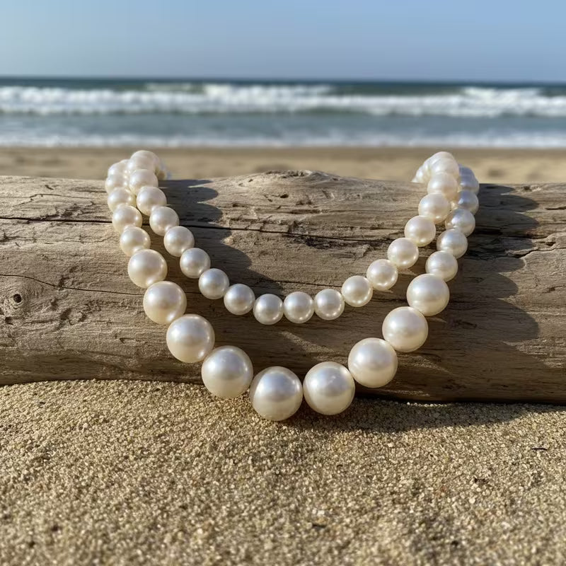 Necklace styled flat to show the layered length difference