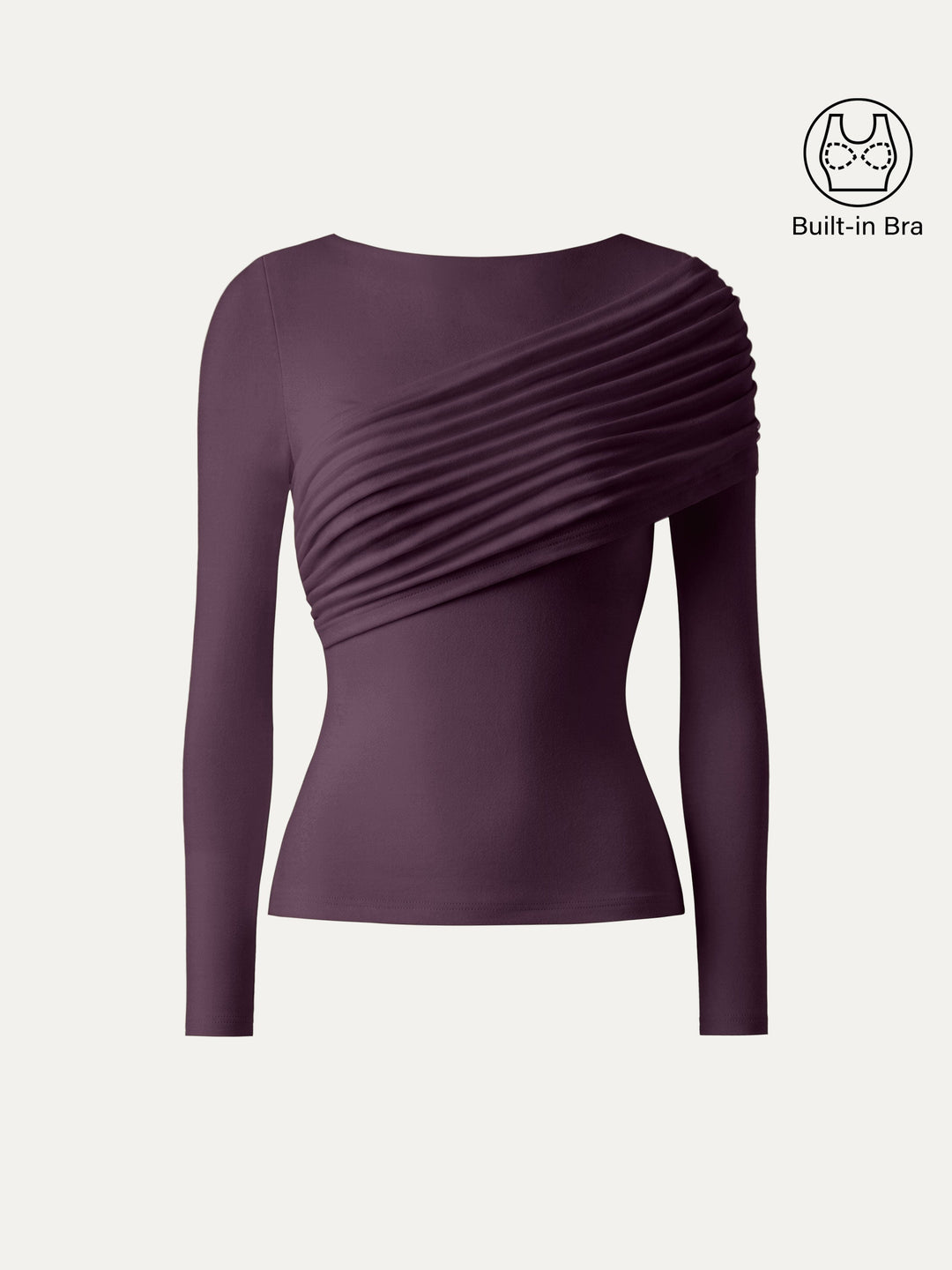 ProWarm Boatneck Ruched Overlap Built-In Bra Top 2.0