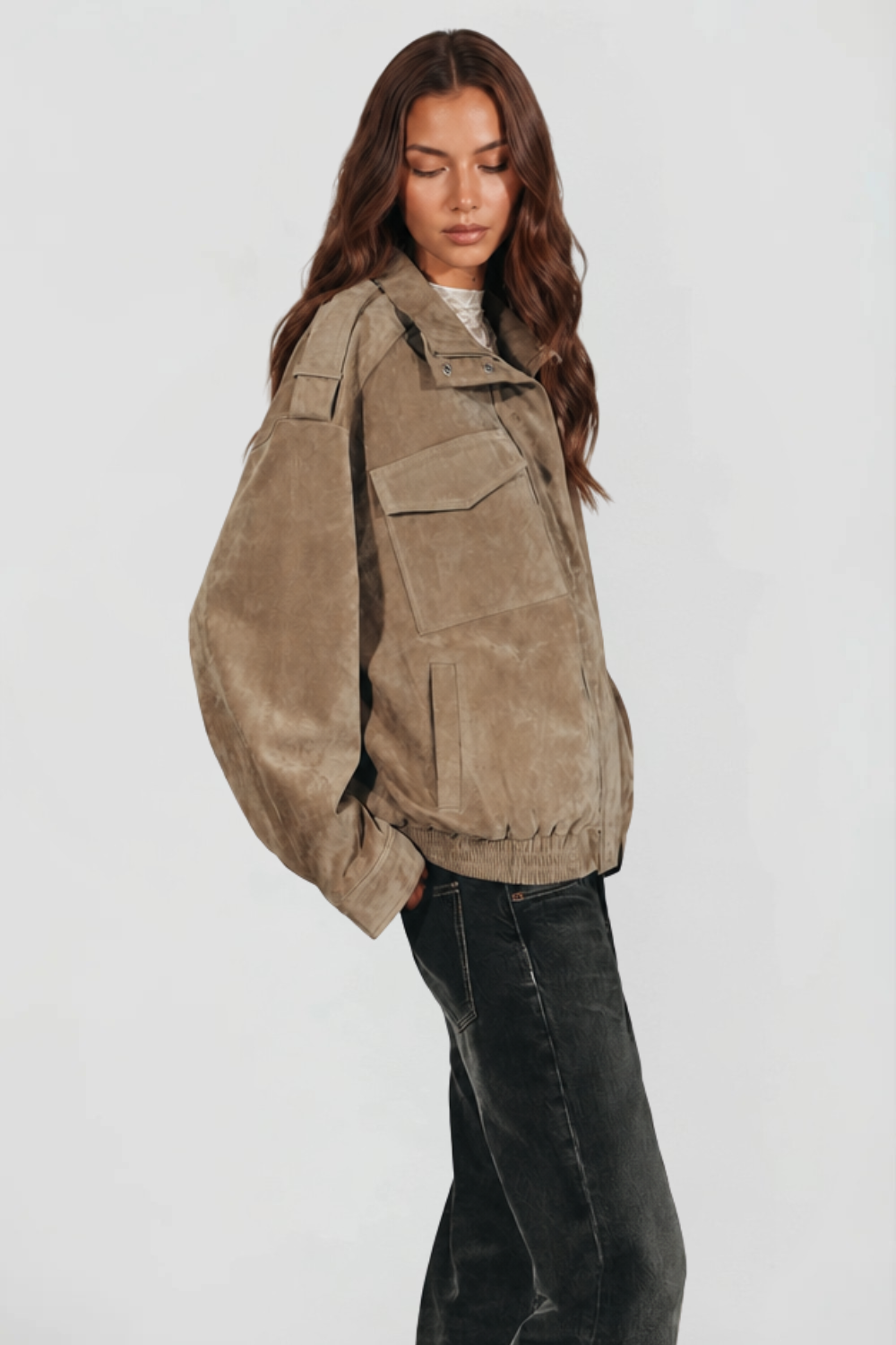 Alessa Suede Jacket — women's jacket, back view
