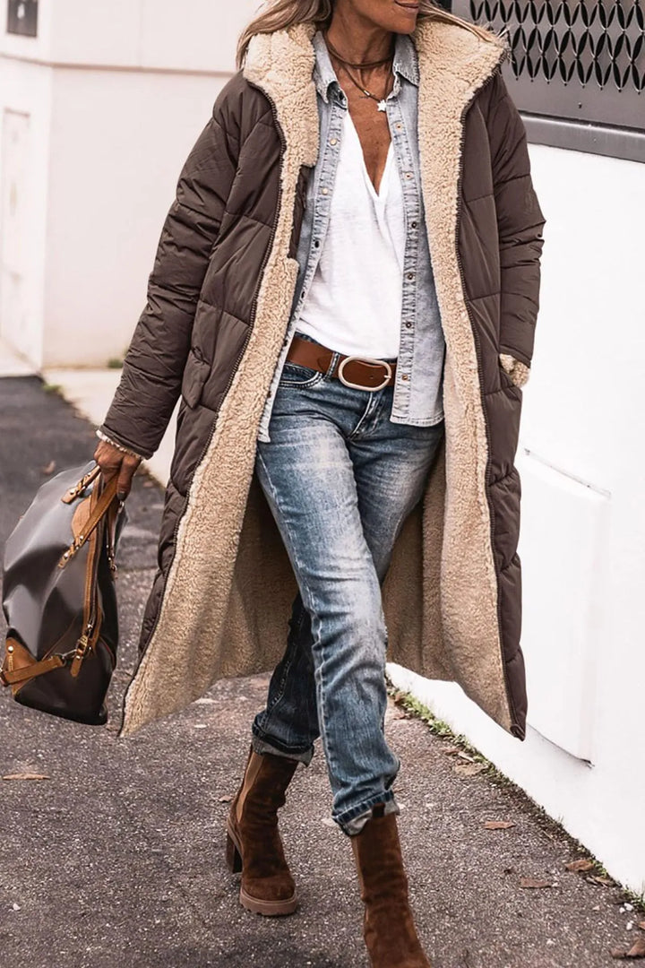Johna | Women's Reversible Sherpa Longline Puffer Coat