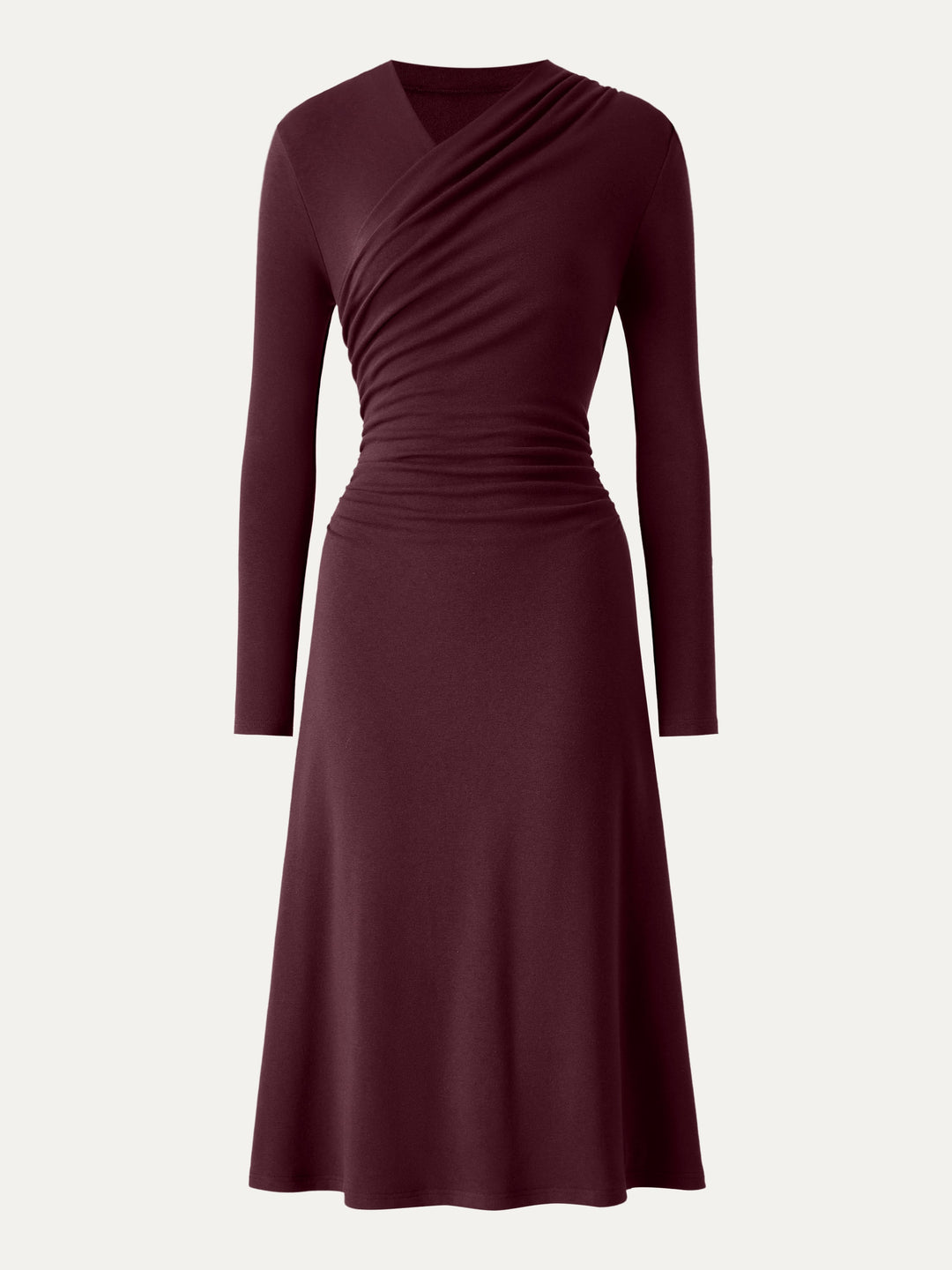 ProWarm Crossover Wrap Neck Long Sleeve Midi Dress
