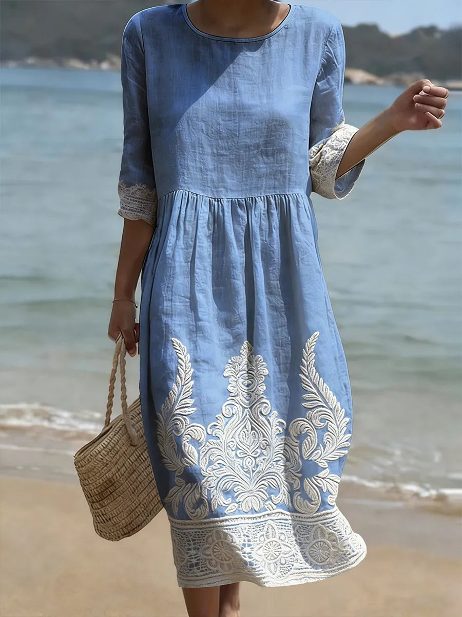 Tiffany Plant & Flower Print Dress — front view