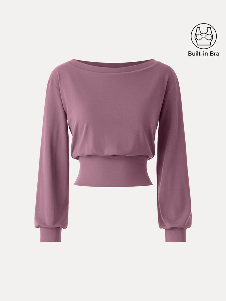 Non-Itchy Wool Blend Boatneck Built-In Bra Top 2.0