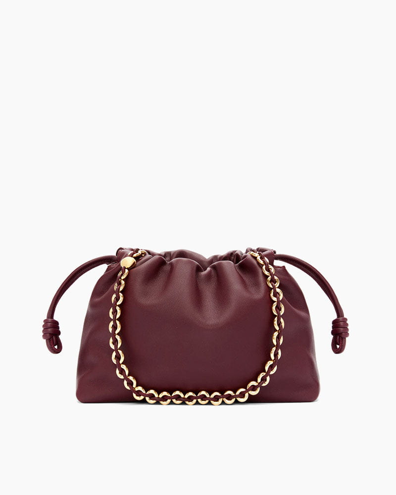 Medium Ruched Genuine Leather Bag Donut Chain