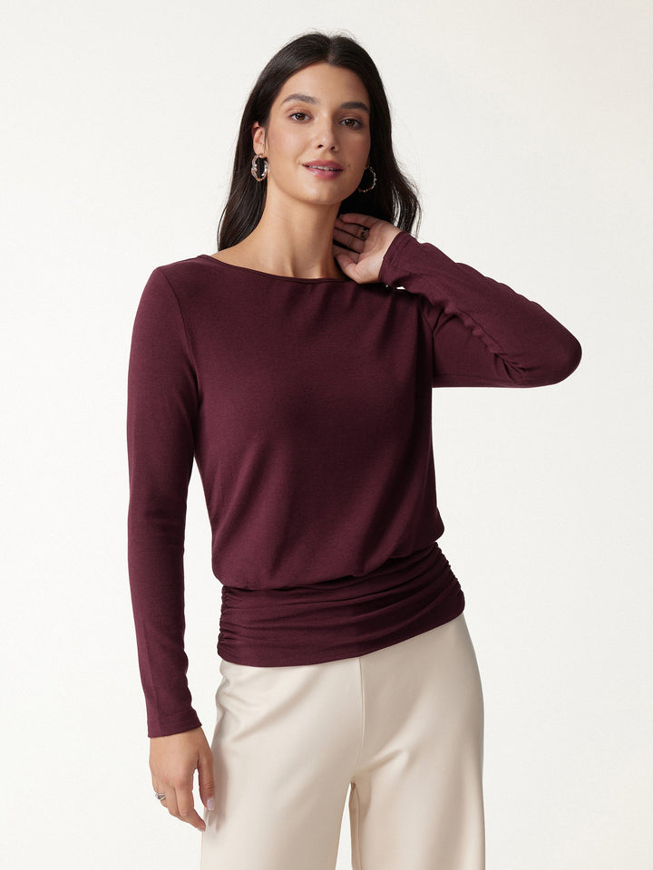 2Pcs Set LiteWarm Boatneck Top & High-Rise A-Line Maxi Skirt
