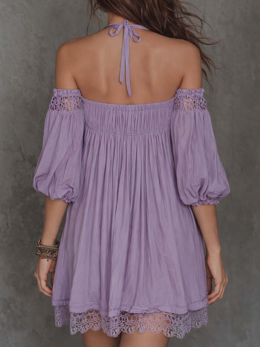 Vintage Softness Embroidered Off-Shoulder Mini Dress | Harry & Kate London