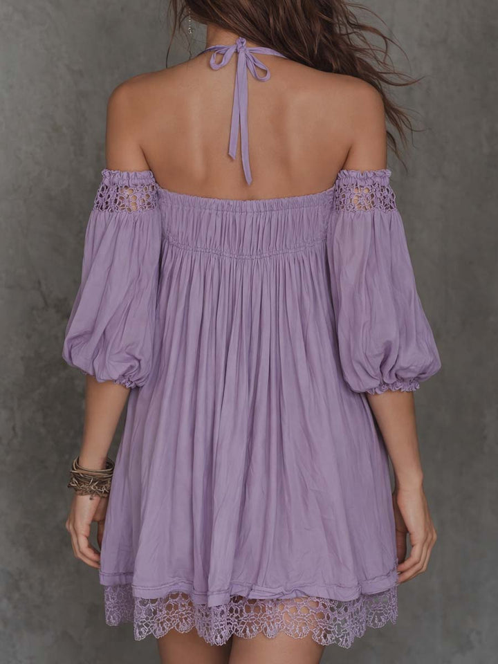 Vintage Softness Embroidered Off-Shoulder Mini Dress | Harry & Kate London