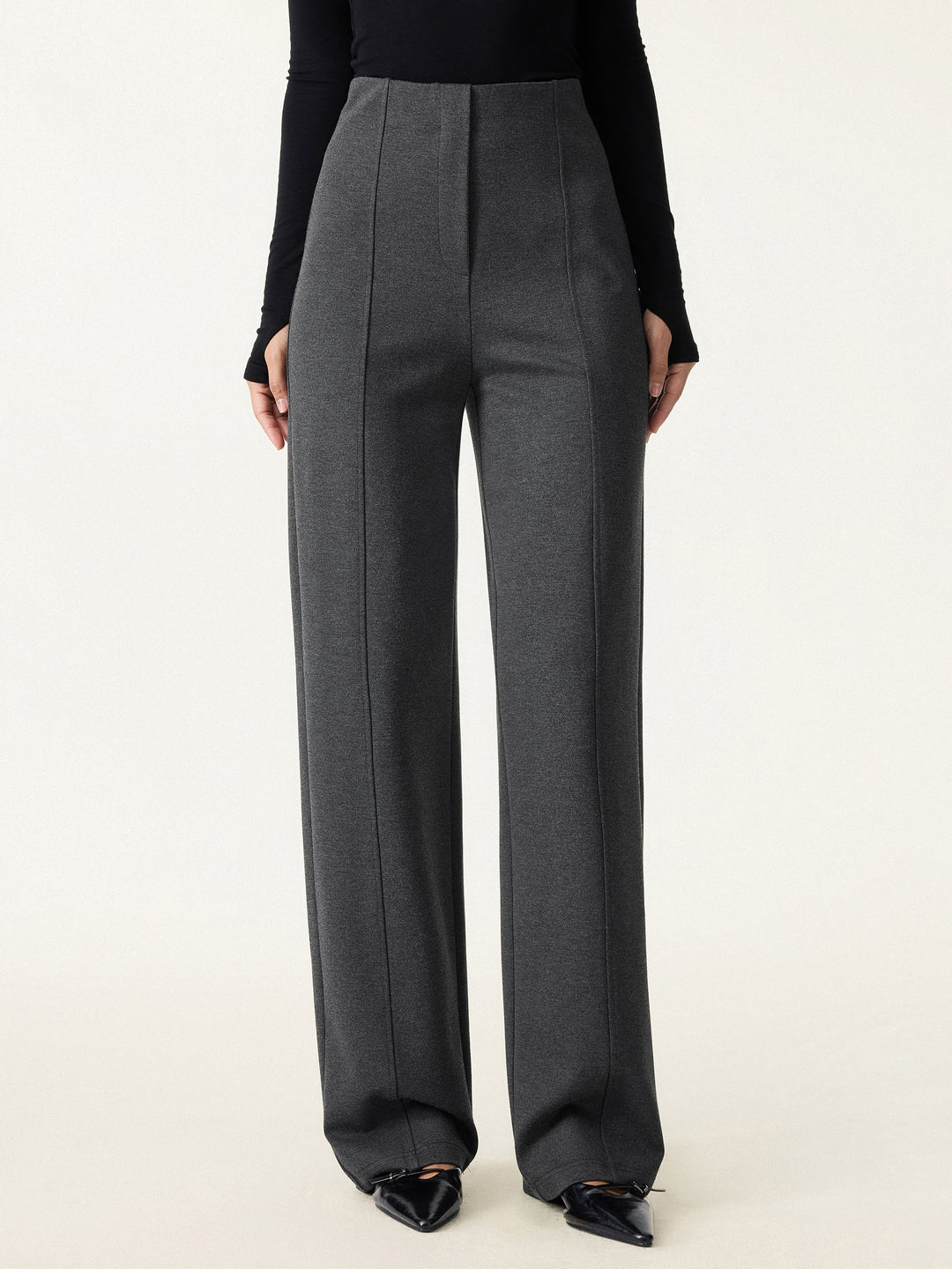Ponte High-Rise Straight-Leg Pants with Pockets