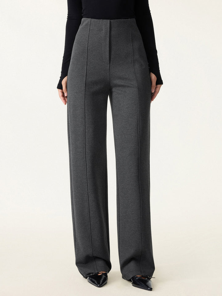 Ponte High-Rise Straight-Leg Pants with Pockets