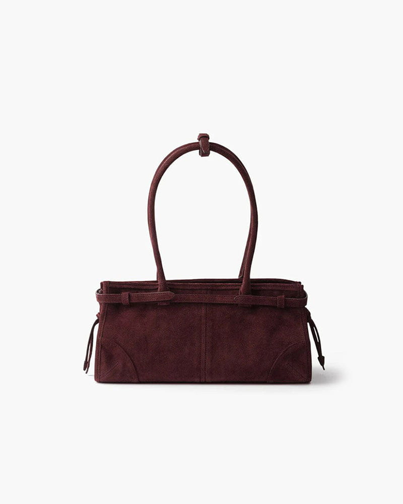 Elegant Rectangular Suede Tote with Zipper Closure