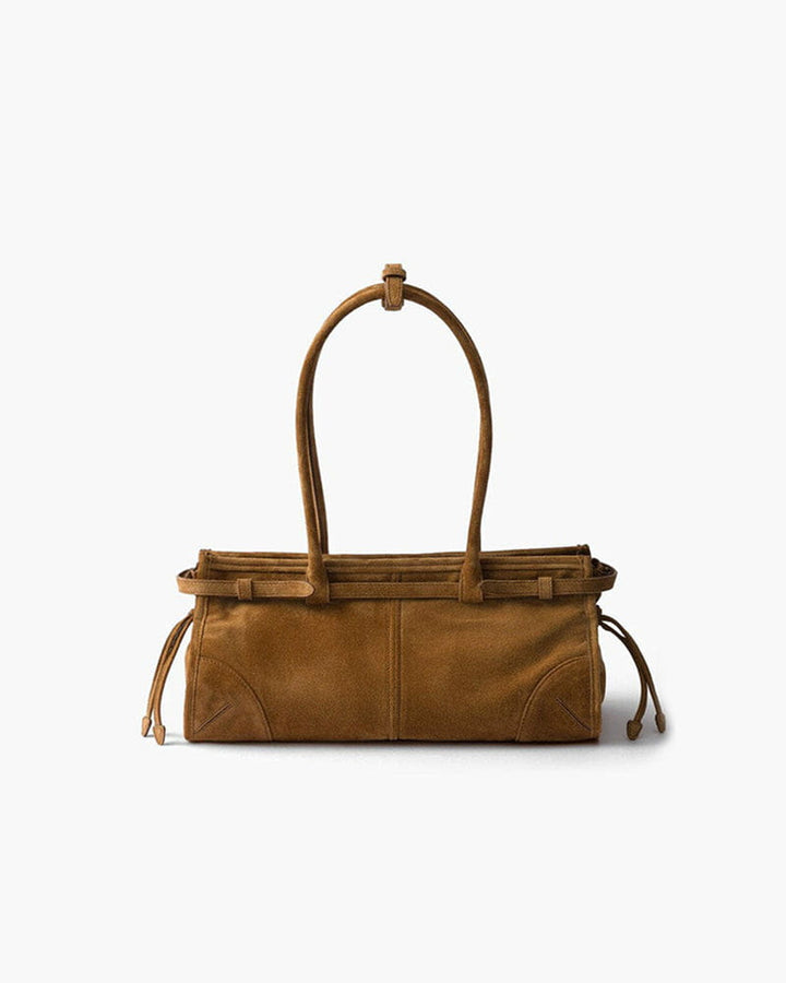 Elegant Rectangular Suede Tote with Zipper Closure
