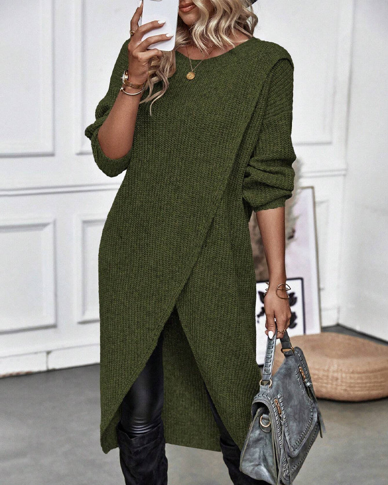 Addison Comfortable Irregular Style Sweater Dress — product view