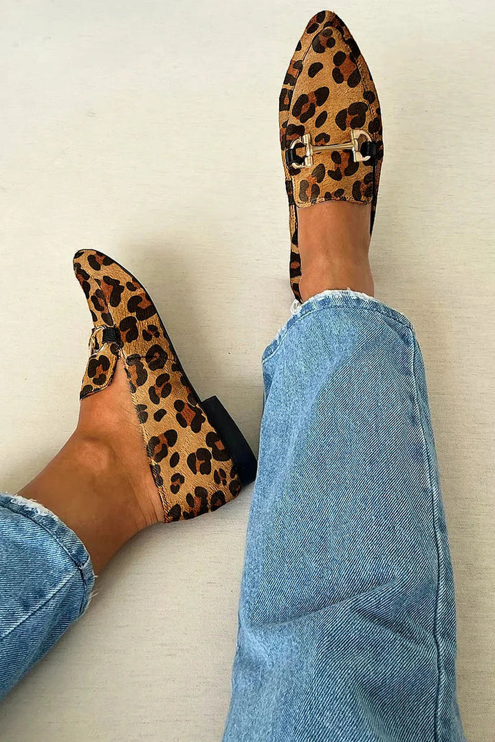 Bianca Stylish Printed Loafers | Metal Buckle — back view