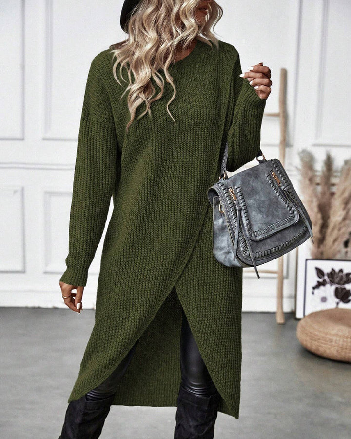 Addison Comfortable Irregular Style Sweater Dress — lifestyle shot