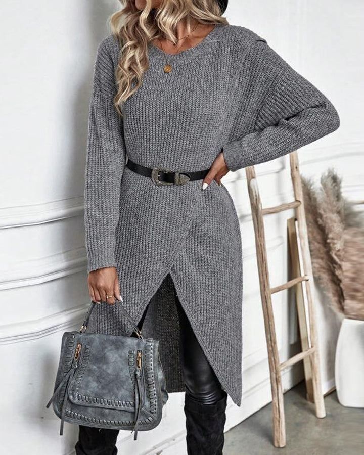Addison Comfortable Irregular Style Sweater Dress — alternate view