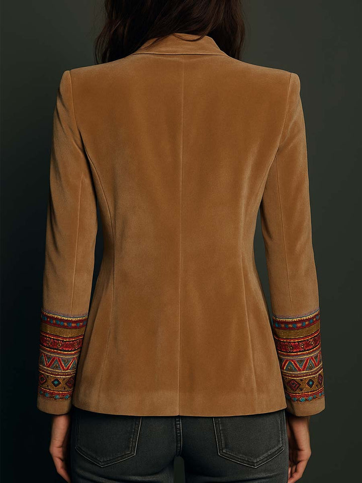 Polyester velvet Embroidered Blazer With Bohemian Detailing | Harry & Kate London
