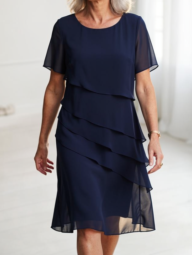 Linda Ruffle Layered Midi Dress — front view