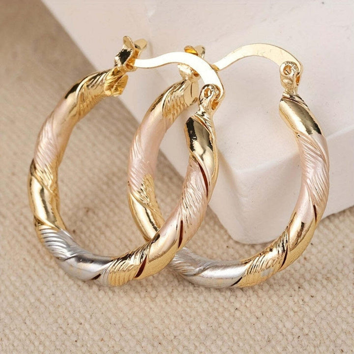 Main shot of the vintage round hoop earrings in gold, silver and rose gold
