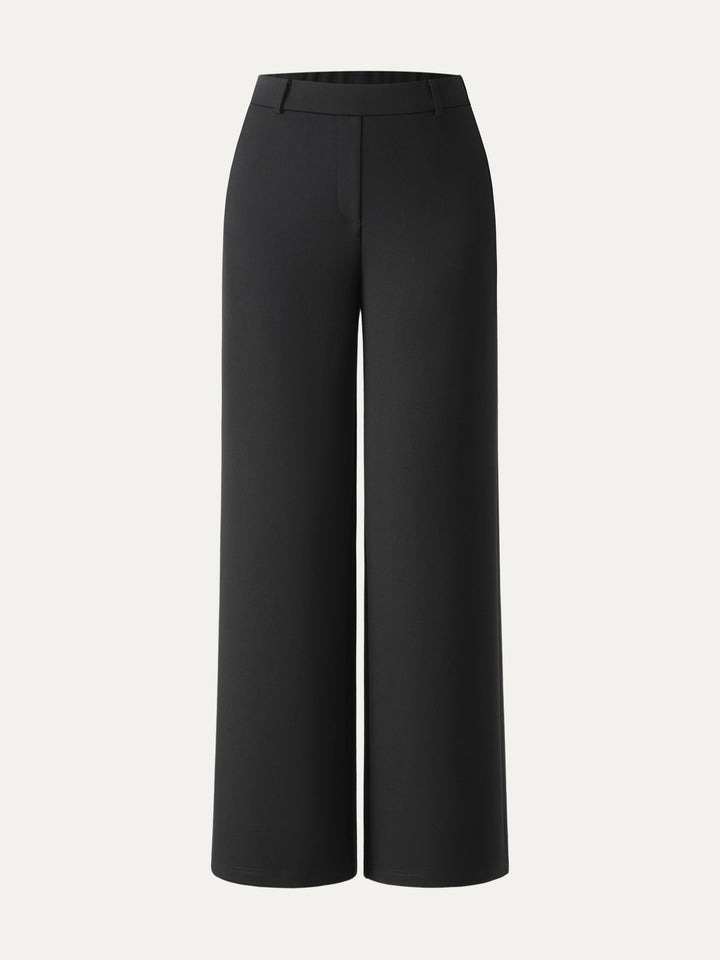 Ponte Mid-Rise Wide-Leg Pants with Pockets