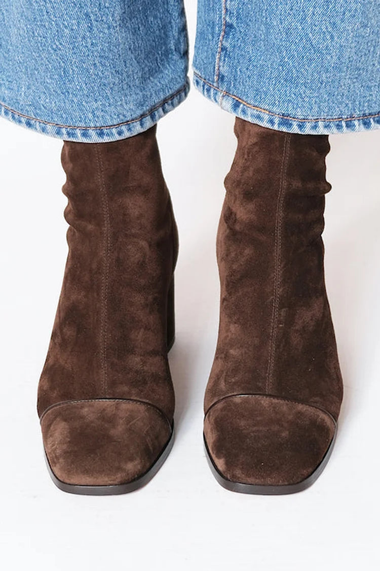 Lily | Women's Suede Block Heel Ankle Boots