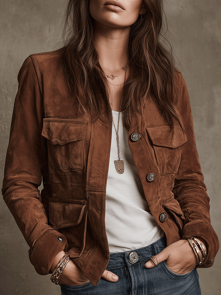 Vintage Brown Suede Utility Jacket | Harry & Kate London