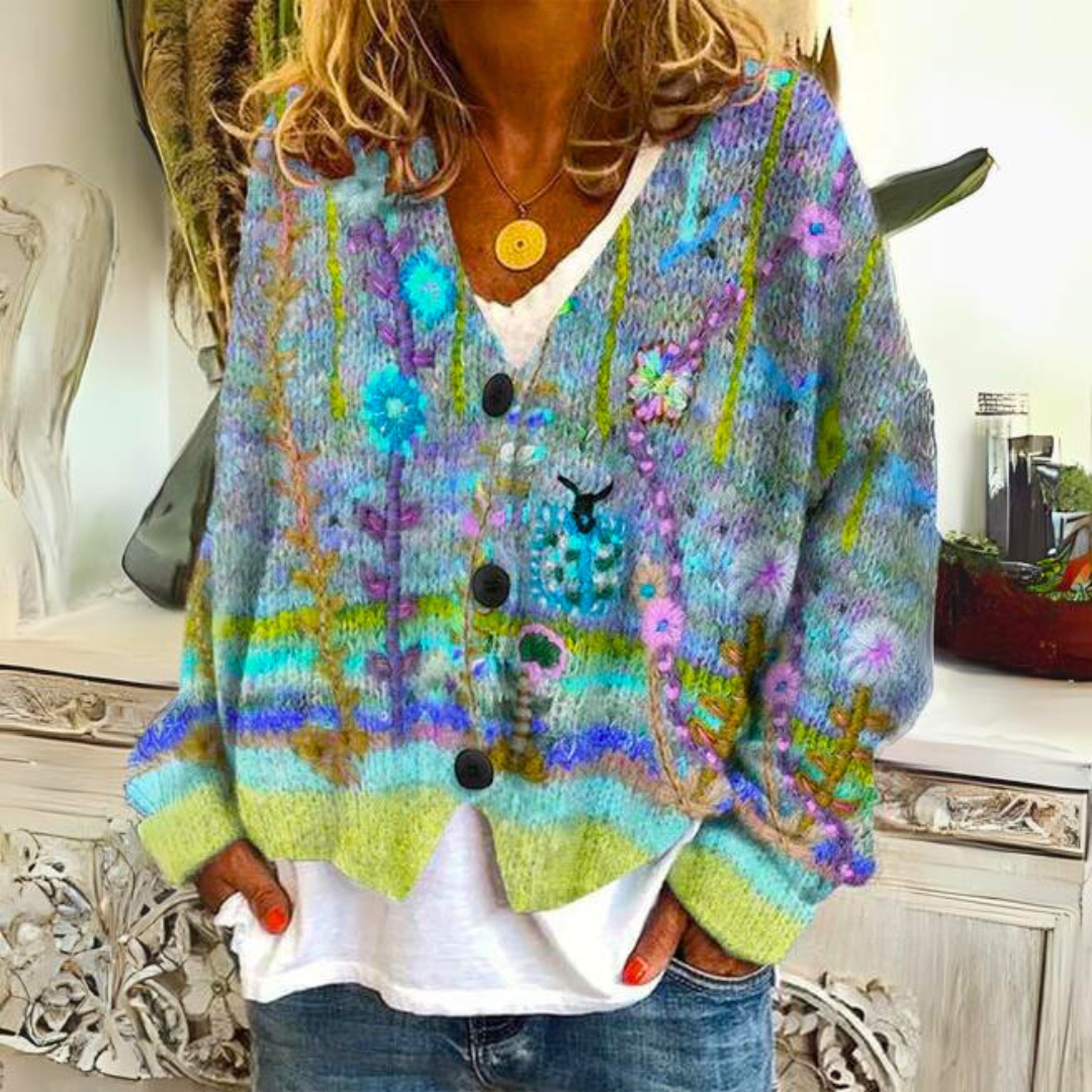 Addison Stylish Retro Casual Loose-Fit Button Cardigan — alternate view