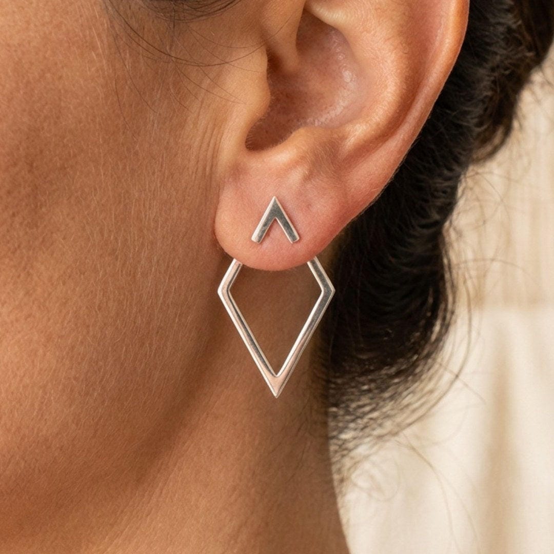 Earrings worn on a model's ear