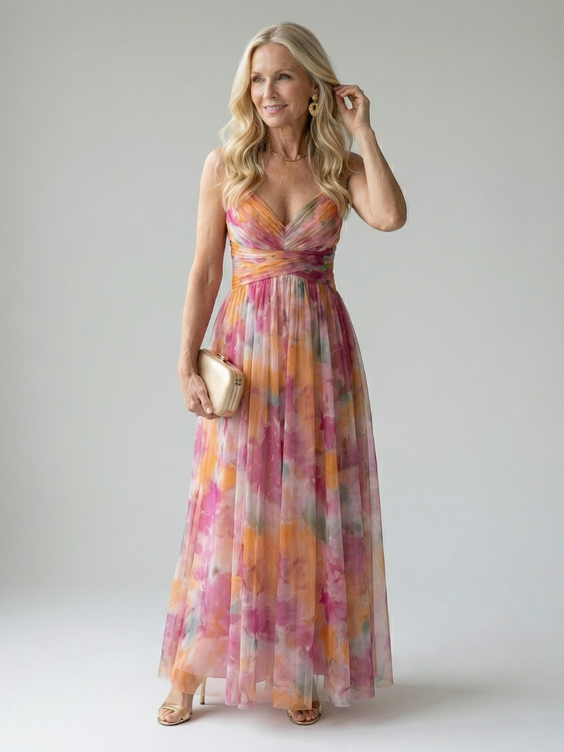 Valencia Sunset Maxi Dress — front view