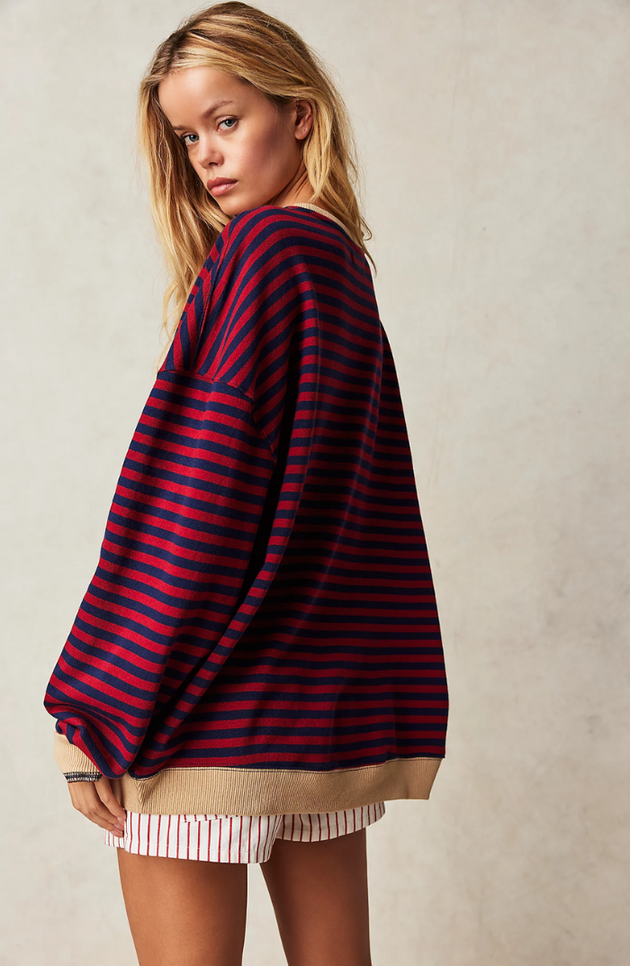 Mana Striped Oversized Sweater — side view