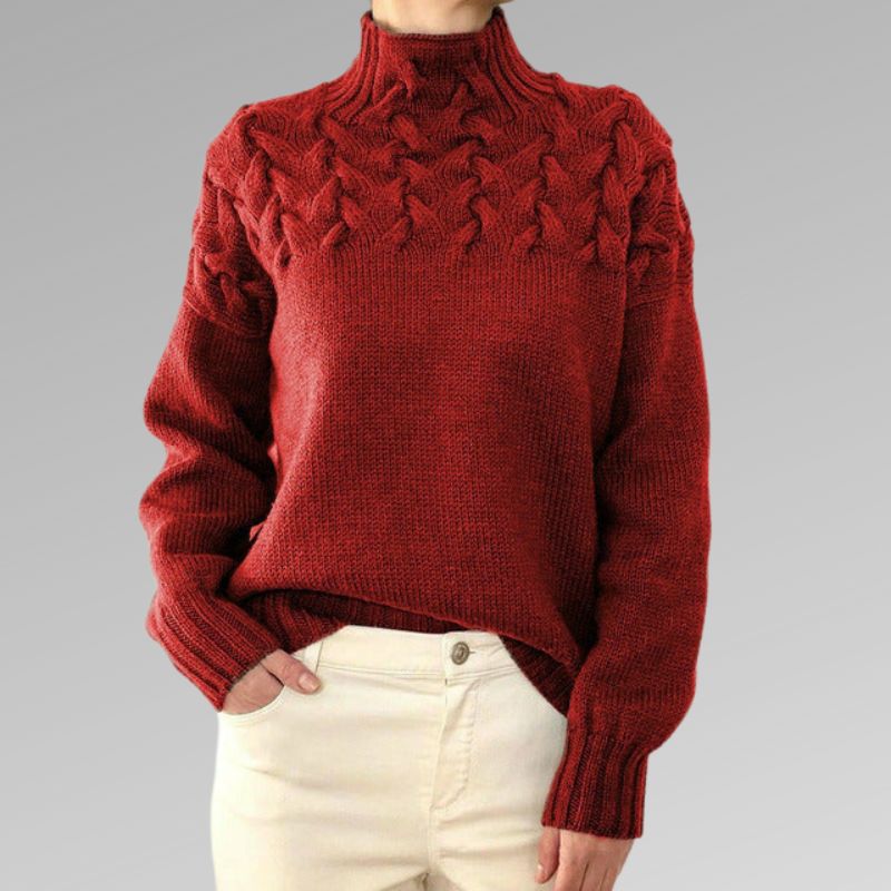 Madison Elegant High Neck Sweater — close-up view