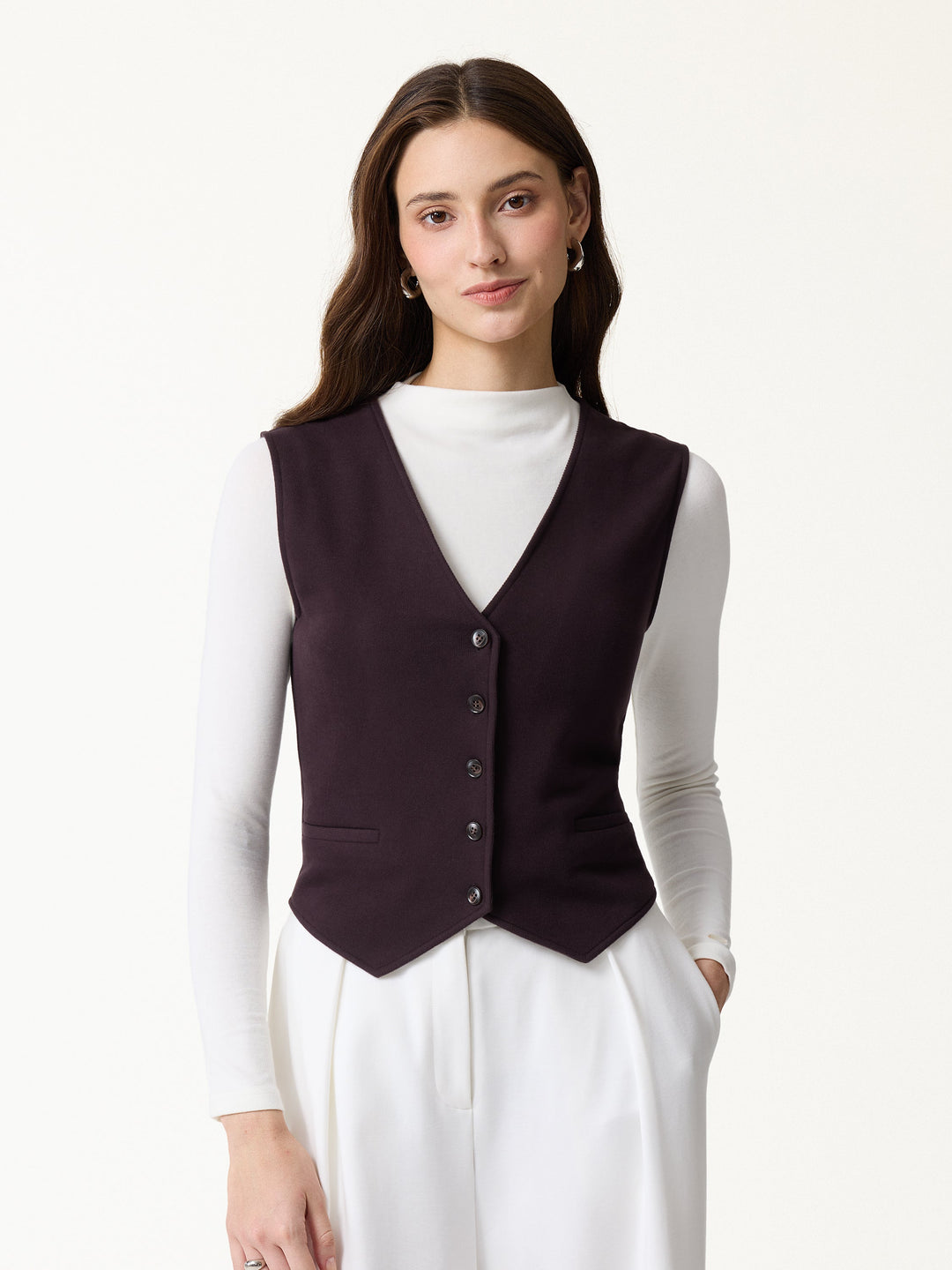 2Pcs Set Friendly Sleeveless Cropped Vest & Mid-Rise Pintuck Pants with Pockets