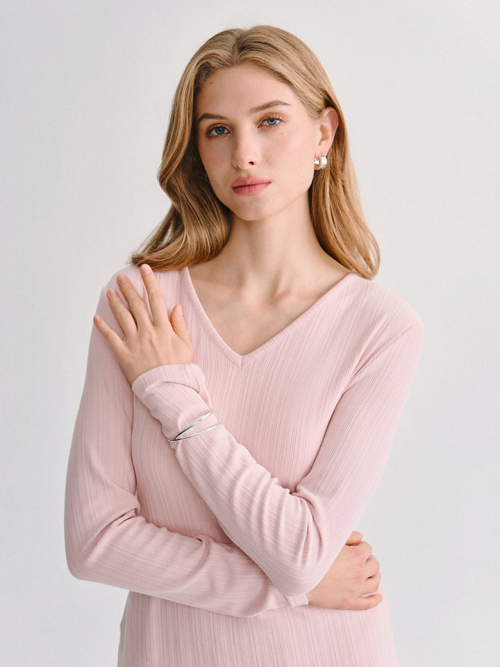 ProWarm Cotton-Viscose V-Neck Long Sleeve Top