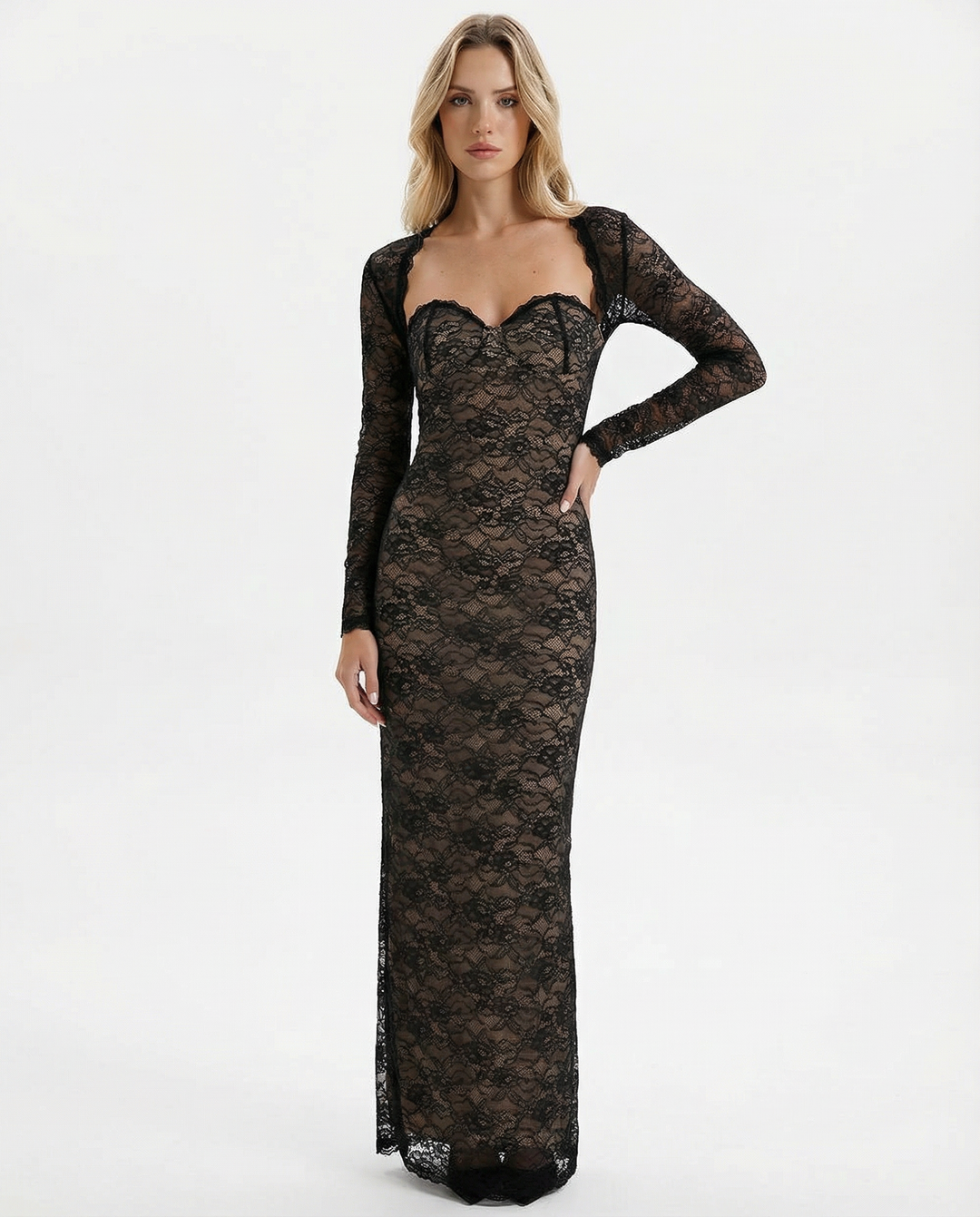 ARIA Lace Muse Maxi Dress - women's maxi dress, side view