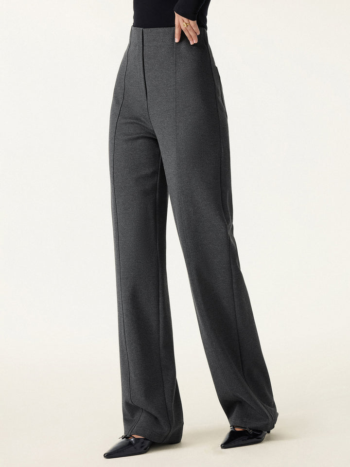 Ponte High-Rise Straight-Leg Pants with Pockets