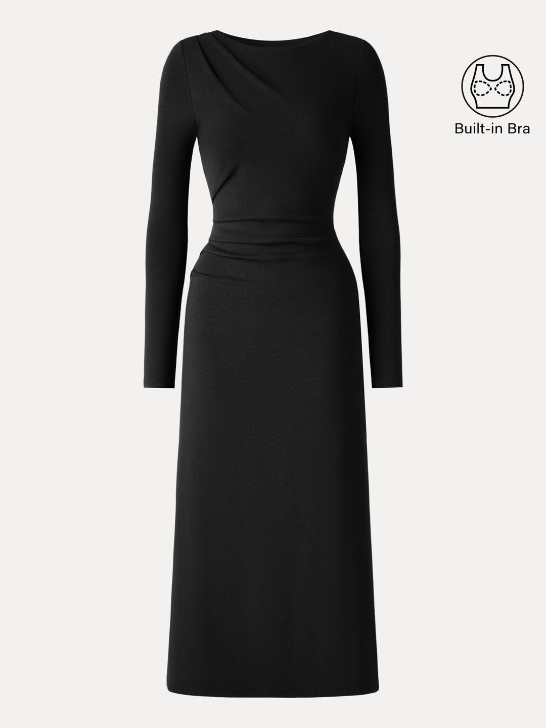 ProWarm Boatneck Long Sleeve Tucked Built-In Bra 2.0 Midi Dress