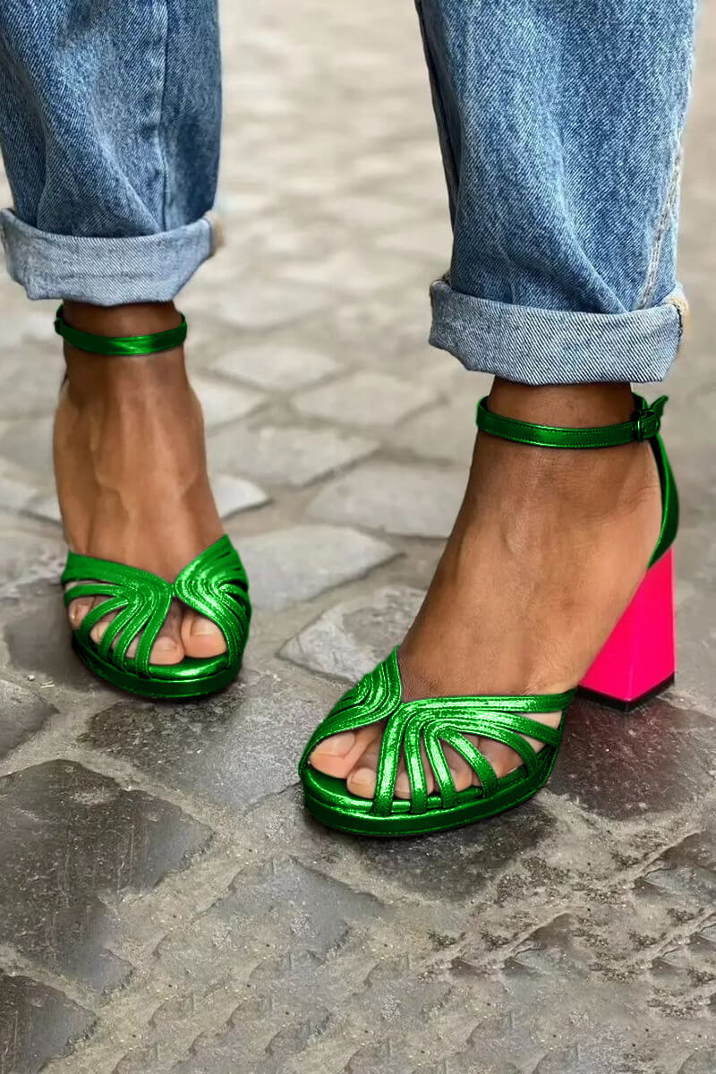 Two-Tone Heel Sandals — detail view