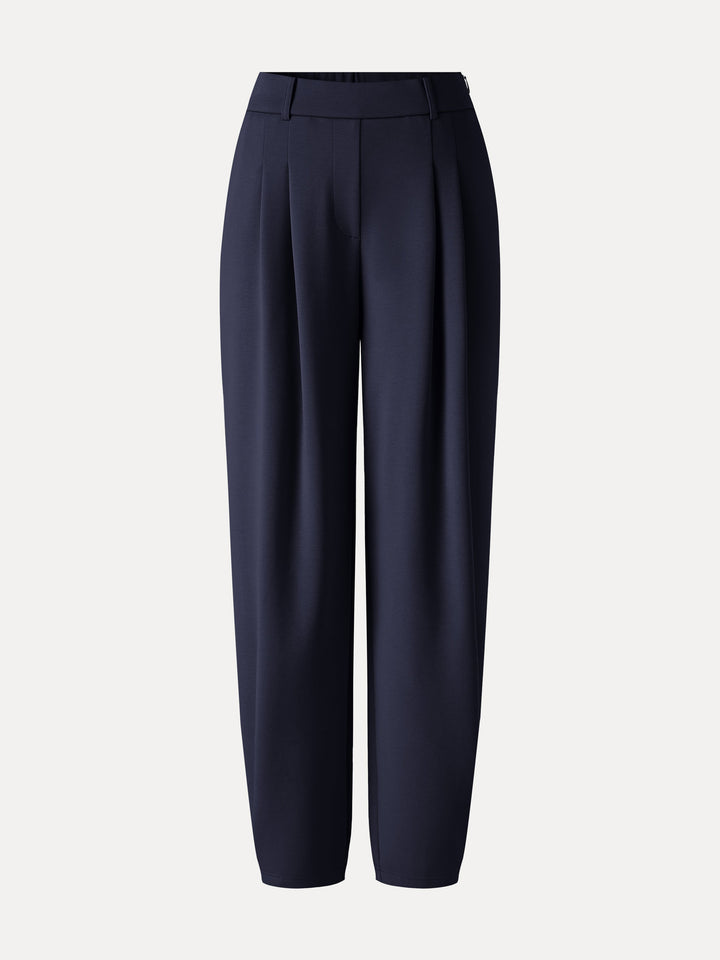 Petite Stretch Ponte High-Rise Ankle Tapered Tuck Pants with Pockets