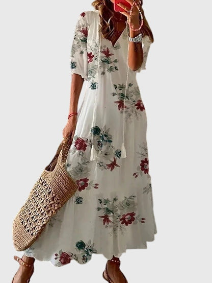 Amalia Boho Vintage Dress — side view