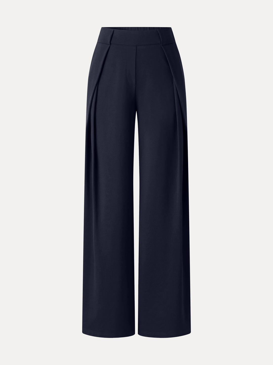 Ponte Mid-Rise  Wide-Leg Tuck Pants with Pockets