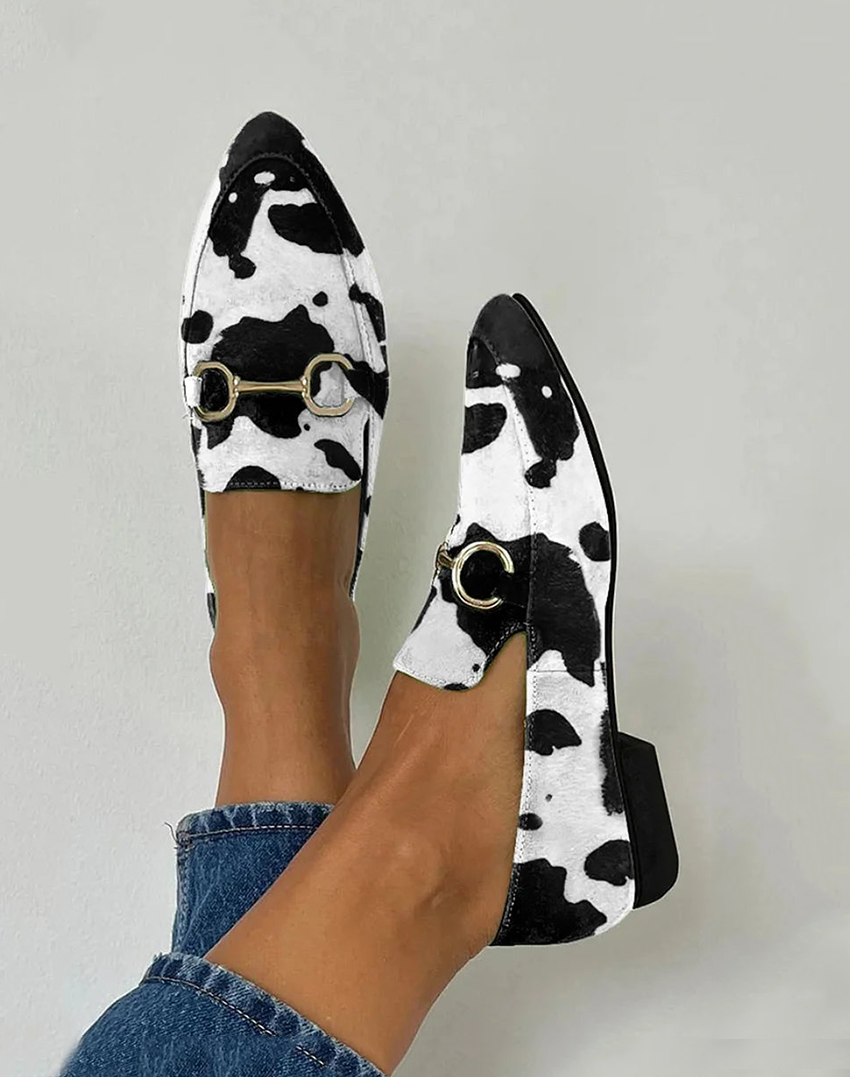 Diana Printed Buckle Detail Loafers — side view
