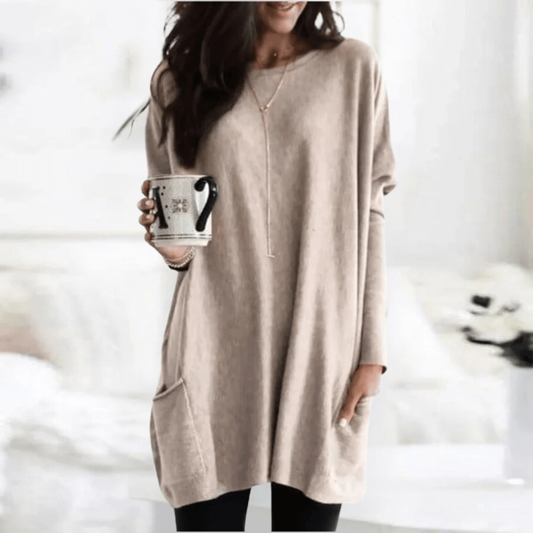 Sophia Casual Pocket Sweater — back view