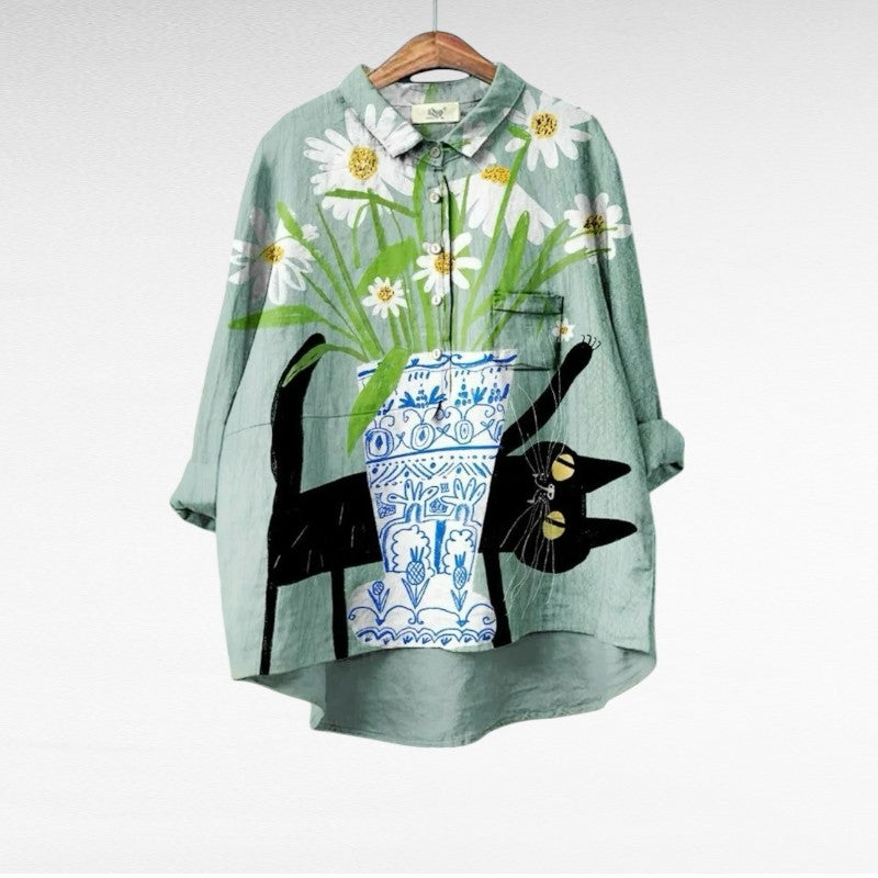 Shirley Colourful Summer Blouse — front view