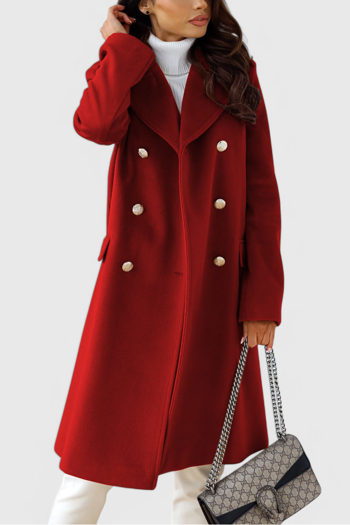 Yara double-breasted wool coat fitted cut front view