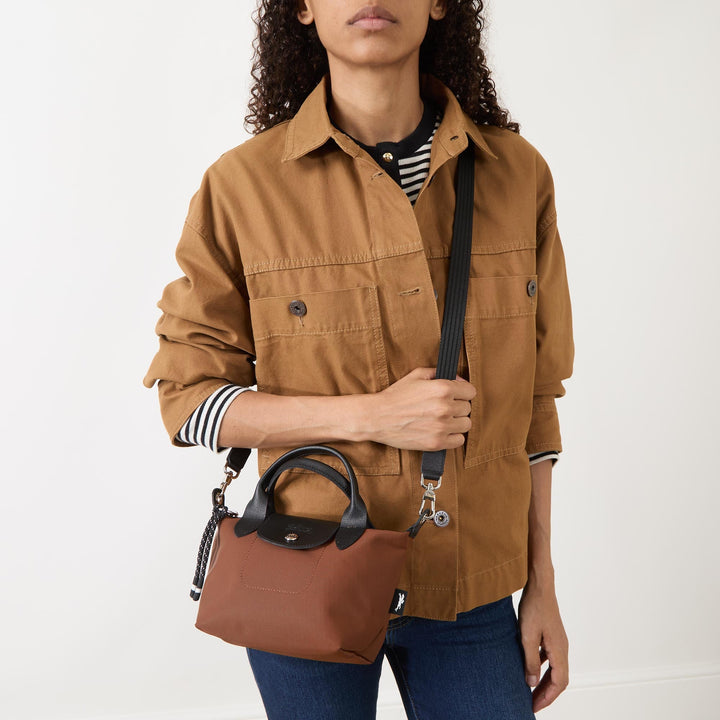 Longchamp Le Pliage Energy XS Crossbody Handbag Cocoa Brown detail view