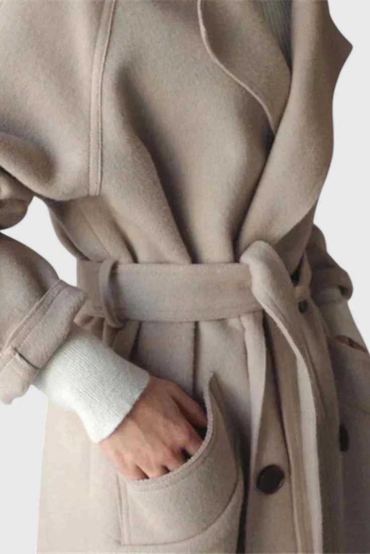 Clara coat seam and tailoring detail close-up