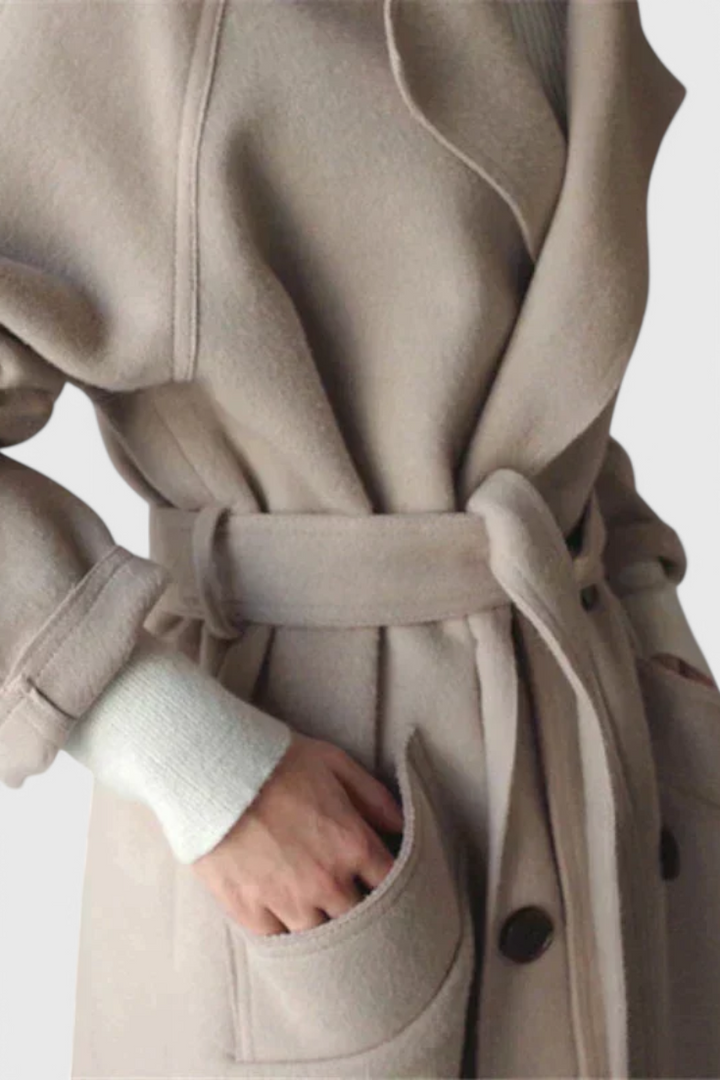 Clara coat seam and tailoring detail close-up