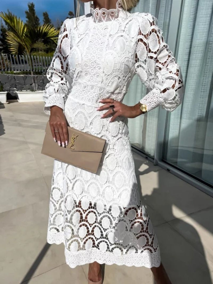 Georgia - Elegant French Lace Dress — full length view