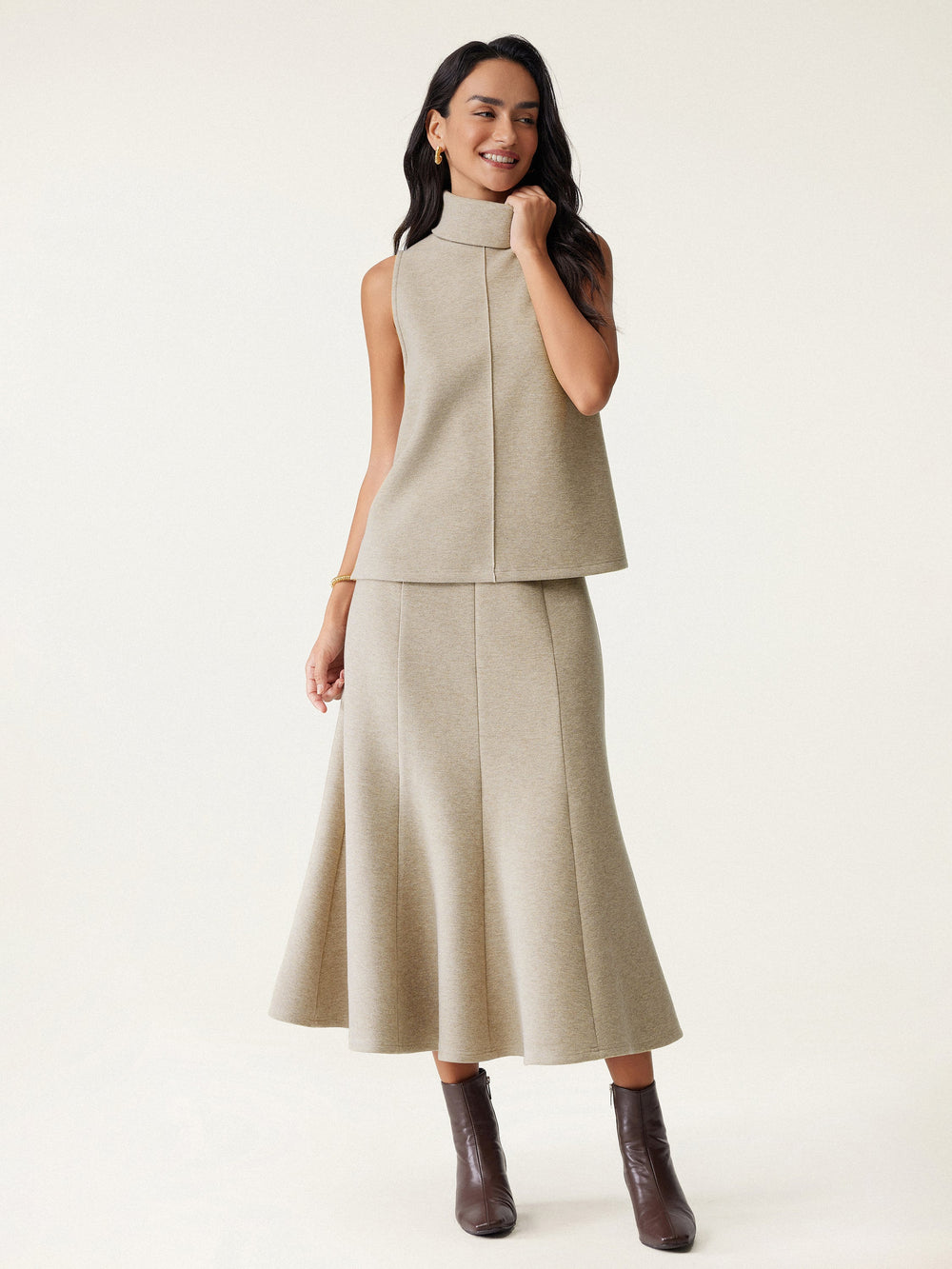 Turtle Neck Split Hem Top — women's women > tops > shirts&tops, back view