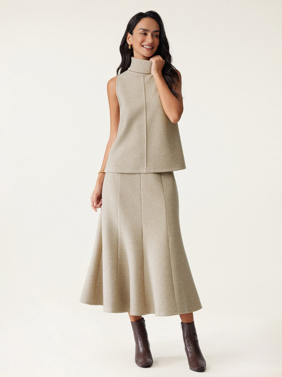 Turtle Neck Split Hem Top