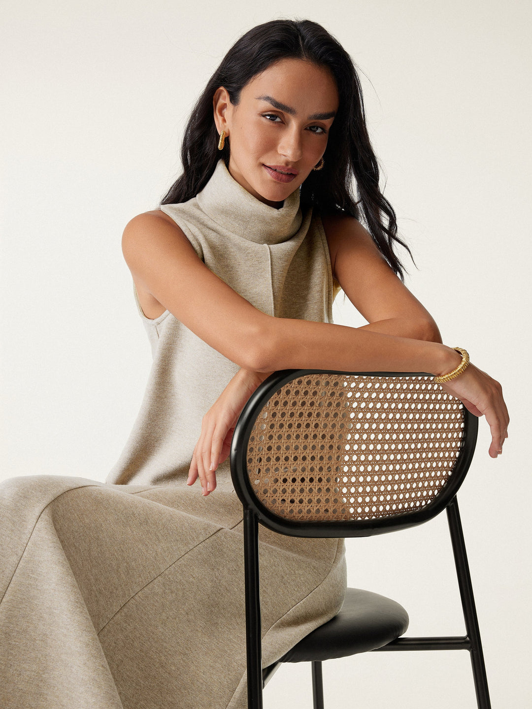 Turtle Neck Split Hem Top — women's women > tops > shirts&tops, front view